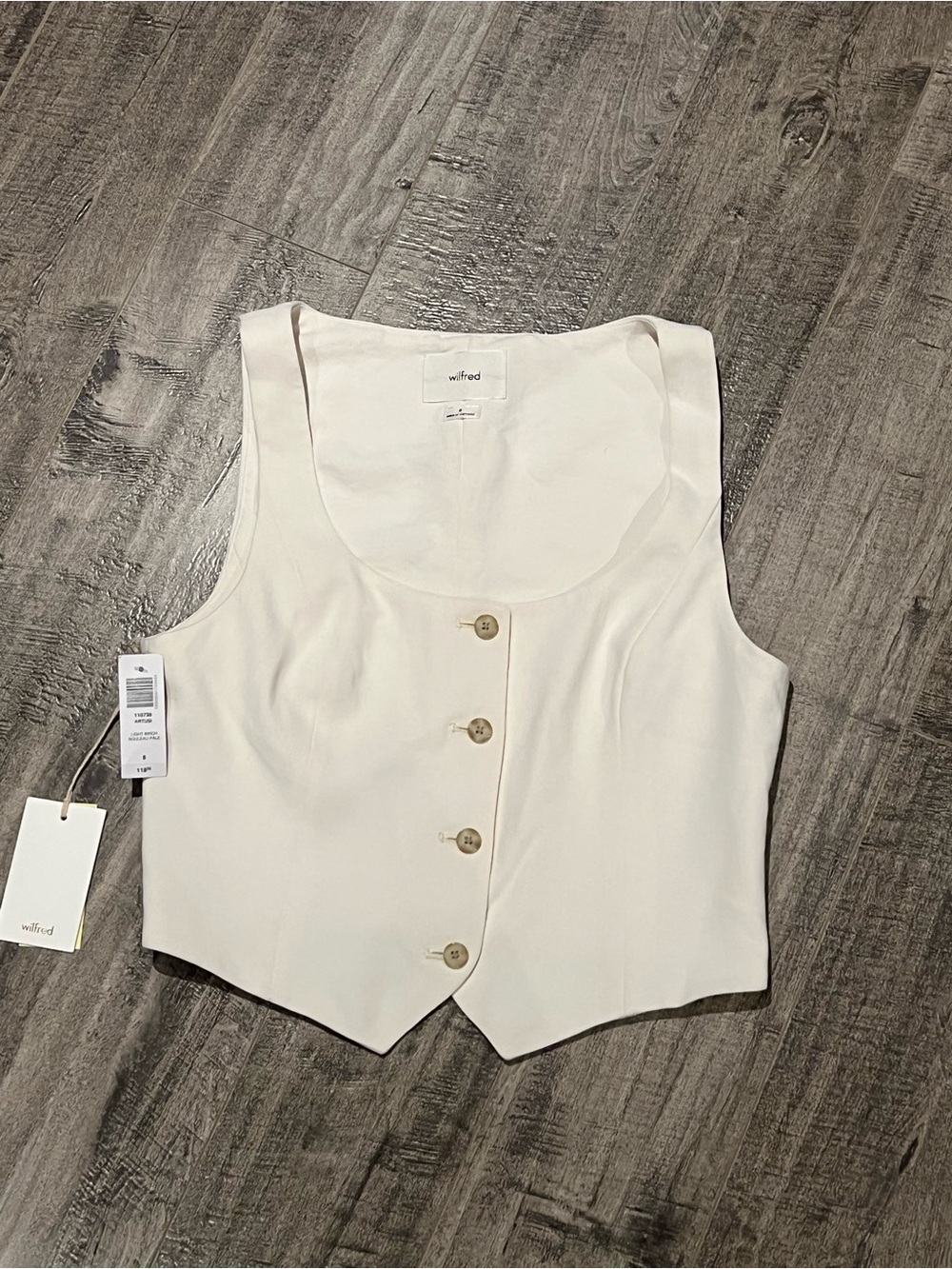 Aritzia Light Birch Button-Front Cropped Vest